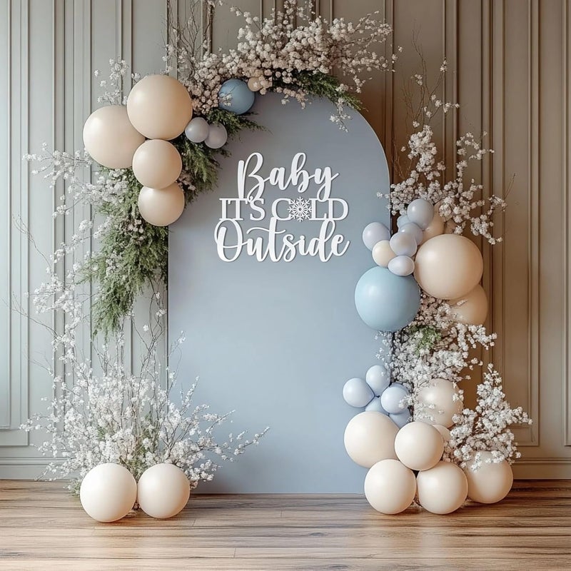 QPARTYFIRE Baby It's Cold Outside Sign for Backdrop,Wooden Baby Shower Sign for Winter Wall Decoration for Gender Reveal Birthday Christmas Party Decorations Supplies(17inch*11.7inch) - Image 2